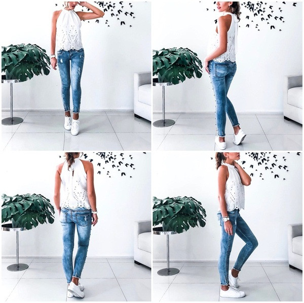 Model nou, top de damă, de culoare albă