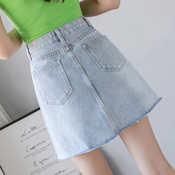 Актуална дамска пола с висока талия и джобове 