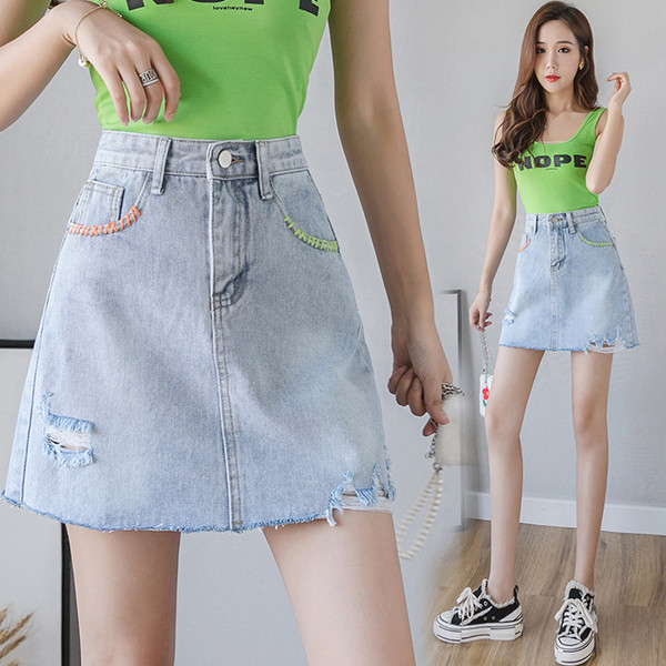 Актуална дамска пола с висока талия и джобове 