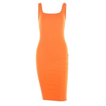 Rochie casual dama model Slim de culoare portocalie