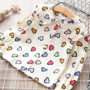 Нов модел детска риза на сърца с дълъг ръкав за момичета