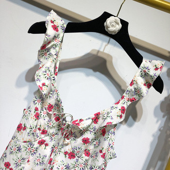 Rochie scurta cu bretele subtiri cu model floral