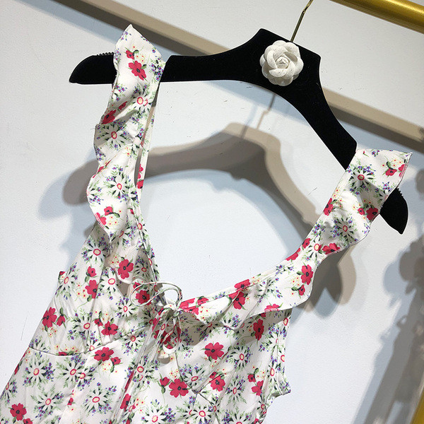 Rochie scurta cu bretele subtiri cu model floral