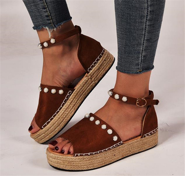 Sandale de dama actuale cu talpa inalta si perle in mai multe culori