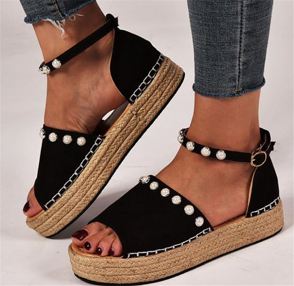 Sandale de dama actuale cu talpa inalta si perle in mai multe culori