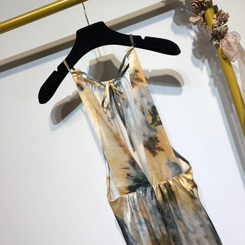 Rochie lunga cu bretele subtiri si spatele gol