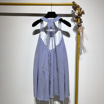 Широка раирана рокля с презрамки