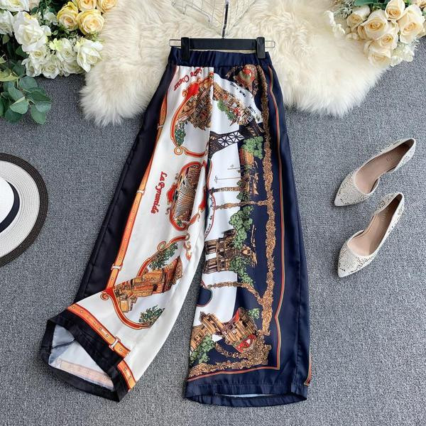 Pantaloni de dama colorati cu talie inalta