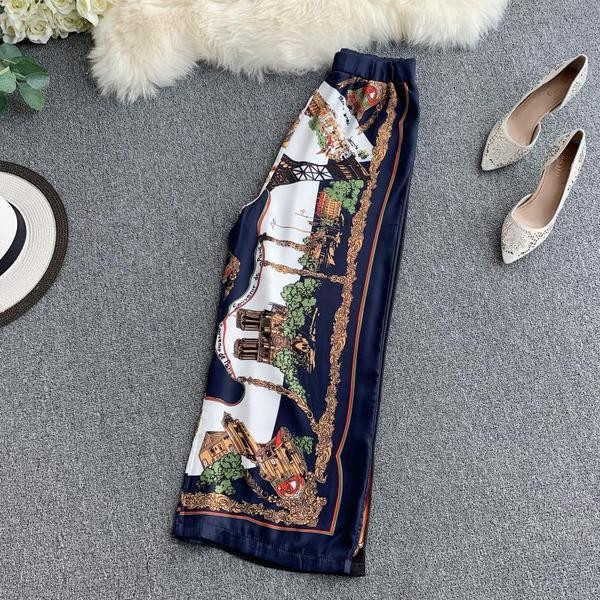 Pantaloni de dama colorati cu talie inalta