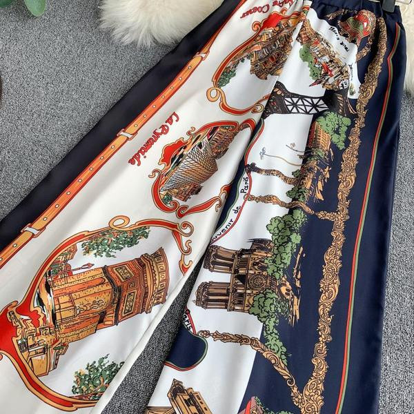 Pantaloni de dama colorati cu talie inalta