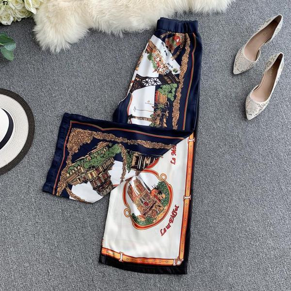 Pantaloni de dama colorati cu talie inalta