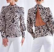 Bluză de damă modernă cu mâneci lungi și spate gol