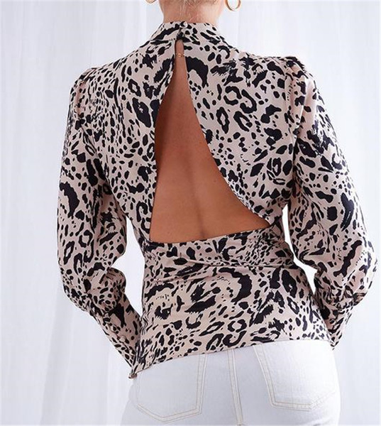 Bluză de damă modernă cu mâneci lungi și spate gol