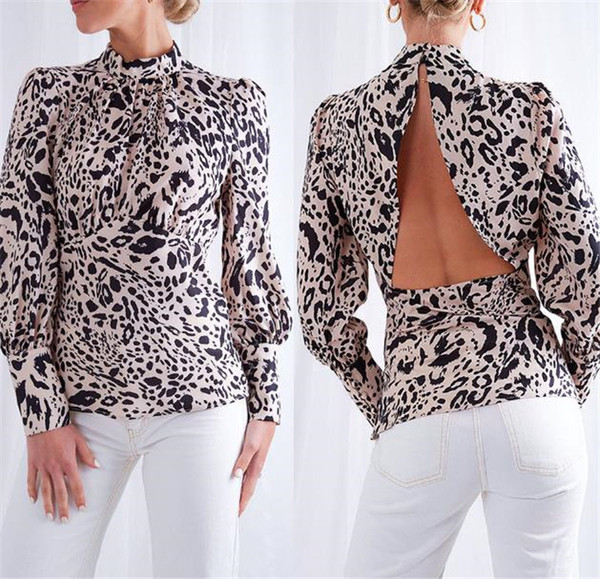 Bluză de damă modernă cu mâneci lungi și spate gol