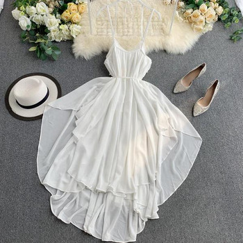 Rochie de dama cu bretele subtiri in culoarea alba