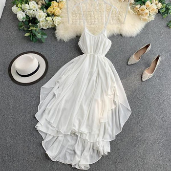 Rochie de dama cu bretele subtiri in culoarea alba