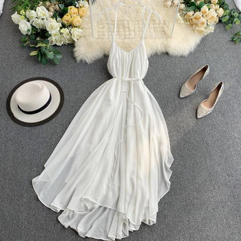 Rochie de dama cu bretele subtiri in culoarea alba