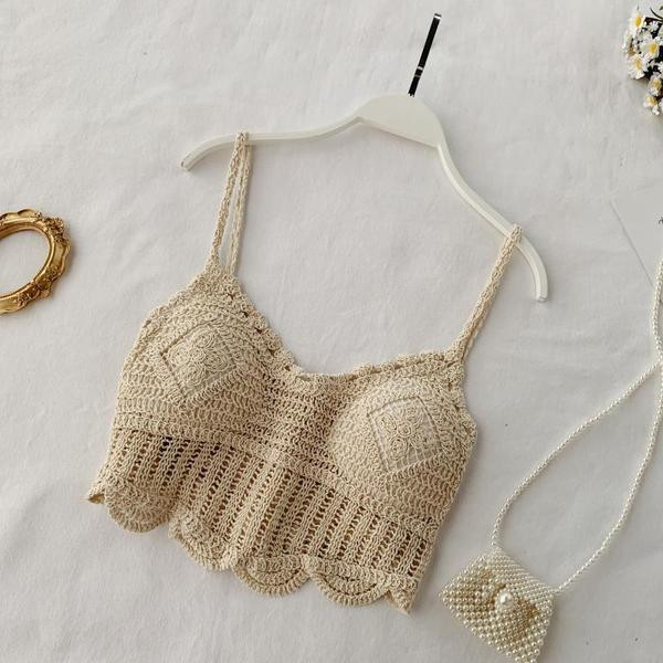 Maieu scurt de damă tricotat cu bretele