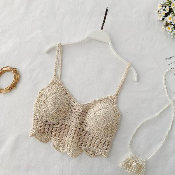 Maieu scurt de damă tricotat cu bretele