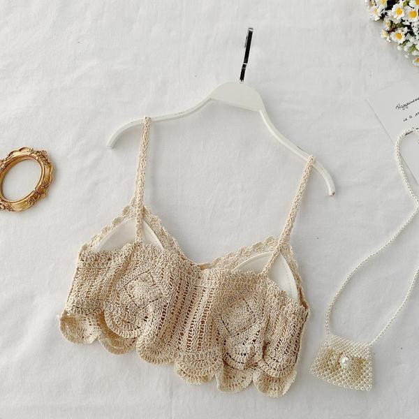 Maieu scurt de damă tricotat cu bretele