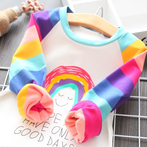 Model nou de rochie colorata pentru copii cu maneci lungi pentru fete