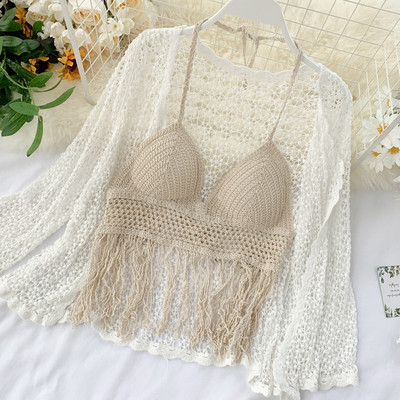 Top de damă tricotat în trei culori