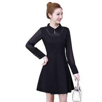 Rochie moderna de dama in negru cu maneci lungi