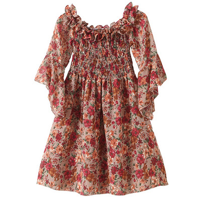 Rochie de dama actuala cu umerii goi cu model floral