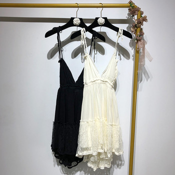 Rochie cu decolteu în V adânc și bretele în două culori