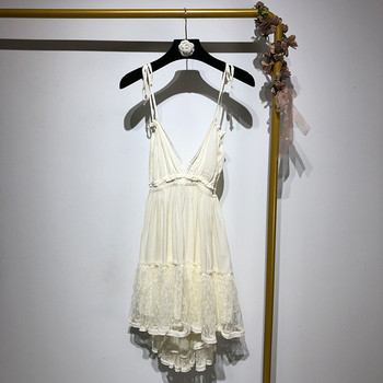 Rochie cu decolteu în V adânc și bretele în două culori