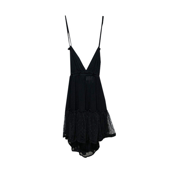 Rochie cu decolteu în V adânc și bretele în două culori