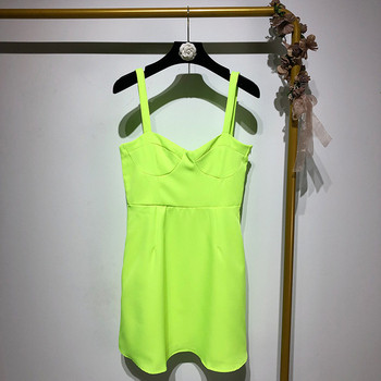 Rochie de dama cu bretele subtiri de culoare galbena