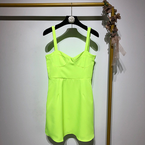 Rochie de dama cu bretele subtiri de culoare galbena