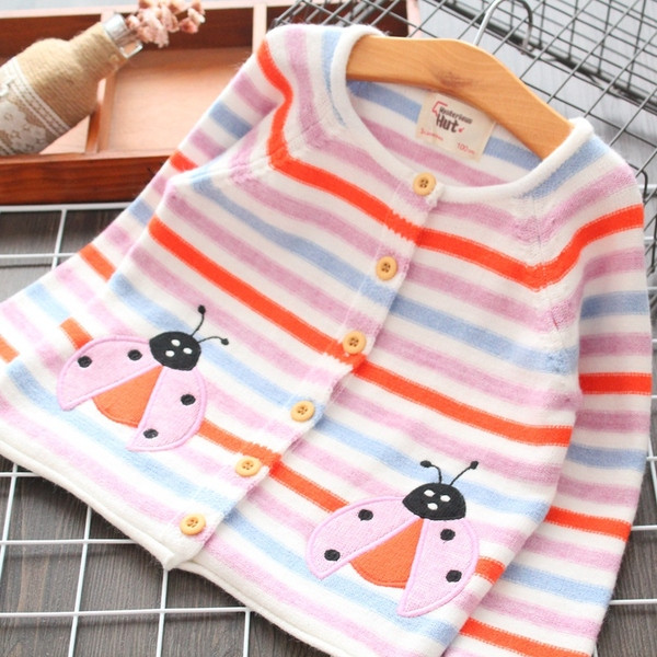 Vesta moderna pentru copii in dungi cu nasturi pentru fete