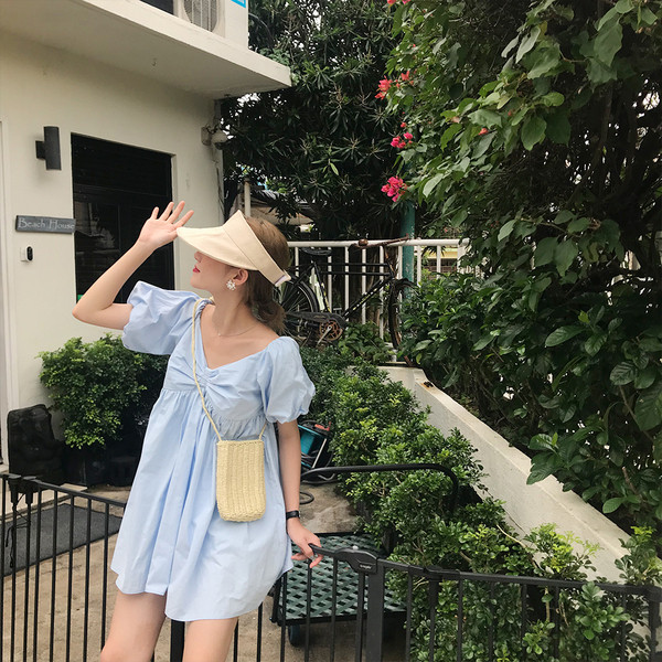 Rochie casual dama de culoare albastra - model croiala