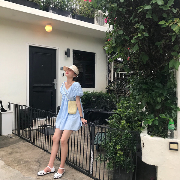 Rochie casual dama de culoare albastra - model croiala