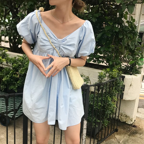 Rochie casual dama de culoare albastra - model croiala