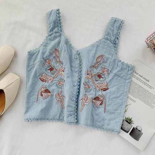 Maieu modern de dama cu broderie si nasturi in mai multe culori