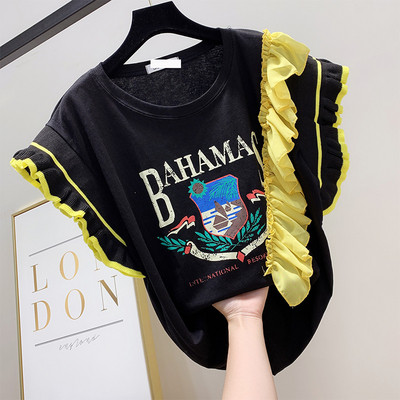 Модерна дамска блуза с апликация в различни цветове