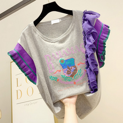 Модерна дамска блуза с апликация в различни цветове