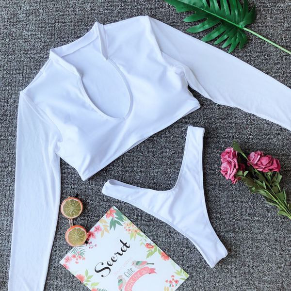 Νέο μοντέλο γυναικείο μαγιό μπικίνι  σε λευκό και πορτοκαλί χρώμα