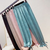 Pantaloni de dama cu elastic si cravate in mai multe culori