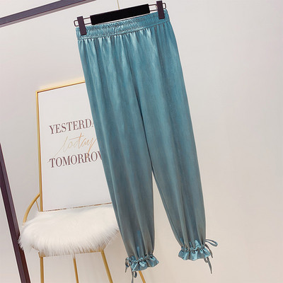 Pantaloni de dama cu elastic si cravate in mai multe culori