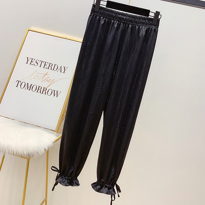 Pantaloni de dama cu elastic si cravate in mai multe culori