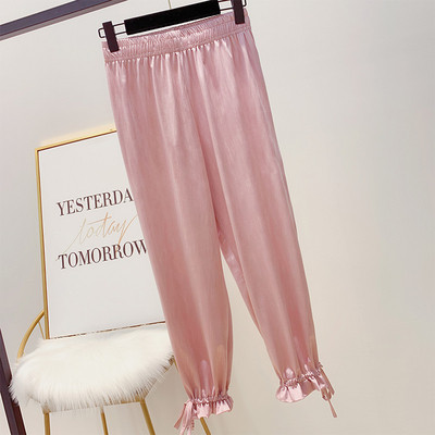 Pantaloni de dama cu elastic si cravate in mai multe culori