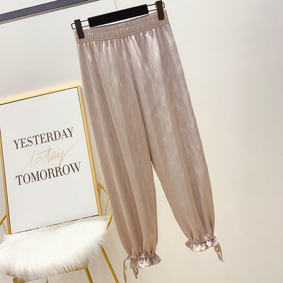 Pantaloni de dama cu elastic si cravate in mai multe culori