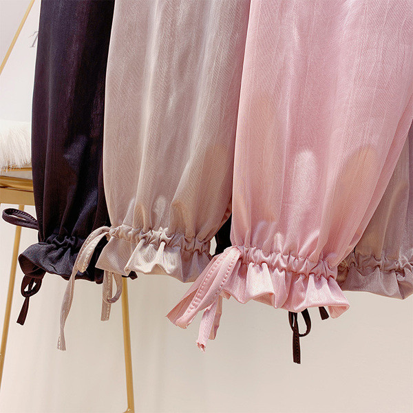 Pantaloni de dama cu elastic si cravate in mai multe culori