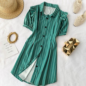 Rochie de dama cu maneci scurte si guler in doua culori