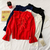 Cămașă modernă de damă cu cravate în patru culori