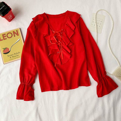 Cămașă modernă de damă cu cravate în patru culori